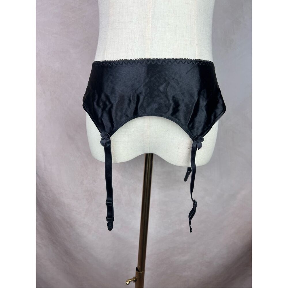 Vintage Black Satin Type Garter Belt Small 1990s Pinup